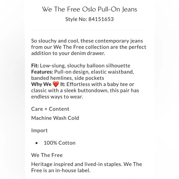 We The Free Oslo Pull-On Jeans Free People - Picture 2 of 9
